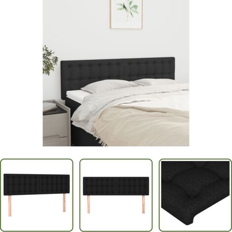 Cabecero de cama negro -  Cabeceros tela negro 144x5x78/88 cm
