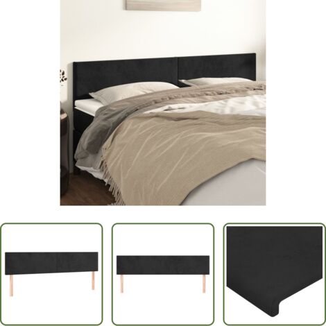Cabecero de cama negro -  Cabeceros terciopelo negro 180x5x78/88 cm