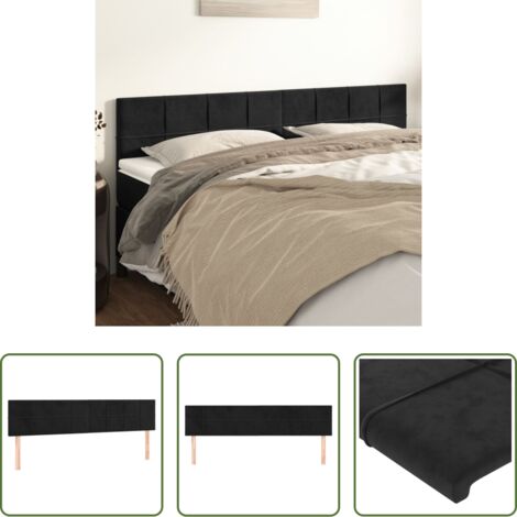 Cabecero de cama negro -  Cabeceros terciopelo negro 180x5x78/88 cm