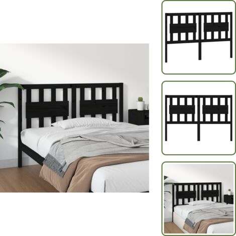 Cabecero de cama negro - vidaXL Cabecero de cama madera maciza de pino negro 125,5x4x100 cm - Soporte para la espalda