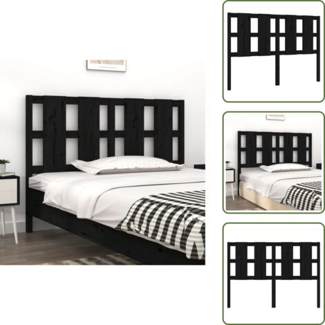 Cabecero de cama negro - vidaXL Cabecero de cama madera maciza de pino negro 125,5x4x100 cm - Soporte para la espalda