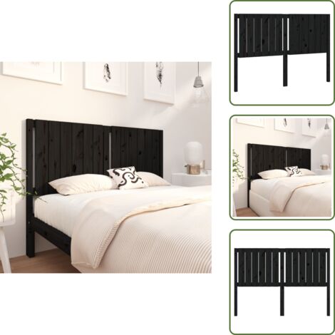 Cabecero de cama negro - vidaXL Cabecero de cama madera maciza de pino negro 145,5x4x100 cm - Soporte para la espalda