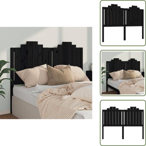 Cabecero de cama negro - vidaXL Cabecero de cama madera maciza de pino negro 146x4x110 cm - Soporte para espalda