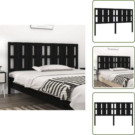 Cabecero de cama negro - vidaXL Cabecero de cama madera maciza de pino negro 165,5x4x100 cm - Soporte para espalda