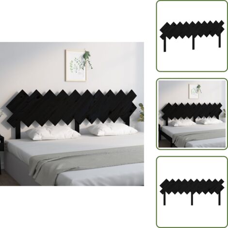 Cabecero de cama para dormitorio  estilo moderno  madera maciza de pino negro 196x3x80,5 cm ES86609A