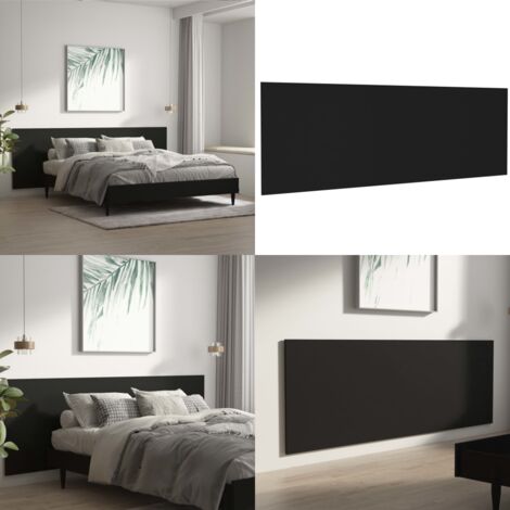 Cabecero de cama pared madera contrachapada negro 240x1,5x80cm - Cabecero de pared - Madera contrachapada