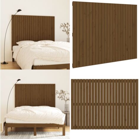Cabecero de cama pared madera maciza marrón miel 146,5x3x110 cm - Cabecero de pared - Madera maciza