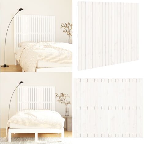 Cabecero de cama pared madera maciza pino blanco 127,5x3x110 cm - Cabecero de pared - Madera de pino