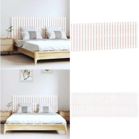 Cabecero de cama pared madera maciza pino blanco 159,5x3x60 cm - Cabecero de pared - Madera de pino