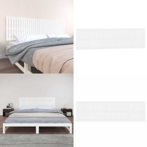 Cabecero de cama pared madera maciza pino blanco 204x3x60 cm - Cabecero de pared - Madera de pino