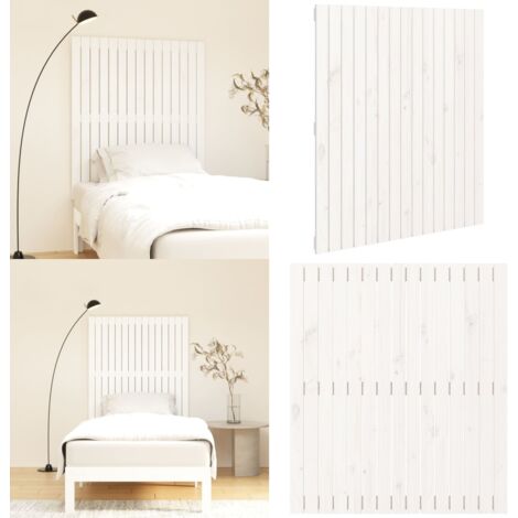 Cabecero de cama pared madera maciza pino blanco 95,5x3x110 cm - Cabecero de pared - Madera de pino