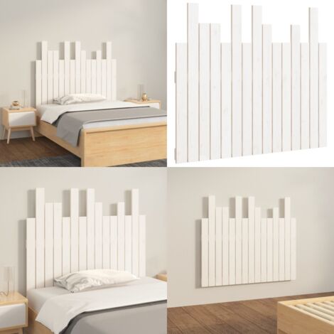 Cabecero de cama pared madera maciza pino blanco 95,5x3x80 cm - Cabecero de pared - Madera de pino