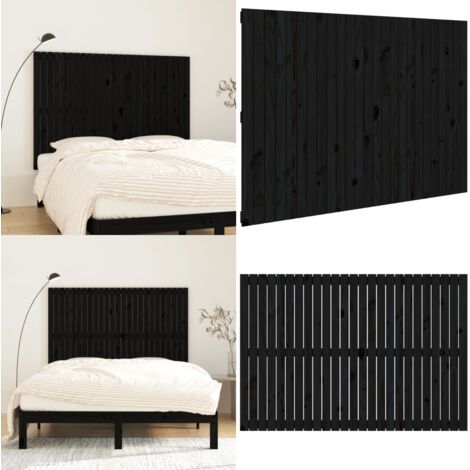 Cabecero de cama pared madera maciza pino negro 159,5x3x110 cm - Cabecero de pared - Madera de pino