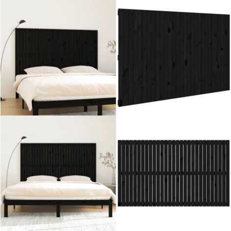 Cabecero de cama pared madera maciza pino negro 185x3x110 cm - Cabecero de pared - Madera maciza