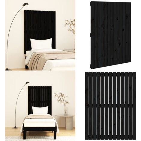 Cabecero de cama pared madera maciza pino negro 82,5x3x110 cm - Cabecero de pared - Madera maciza