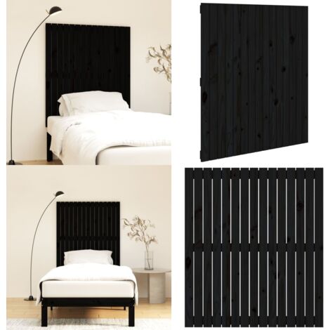 Cabecero de cama pared madera maciza pino negro 95,5x3x110 cm - Cabecero de pared - Madera maciza