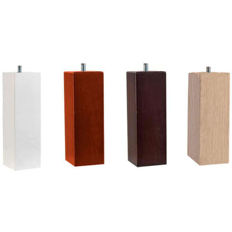 

Patas cuadradas somier 25 cm métrica de rosca 10 | 4 patas madera Wengue