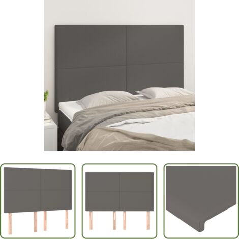 Cabecero de cama sintético - Cabecero de cama gris 144x5x118/128 cm piel sintética