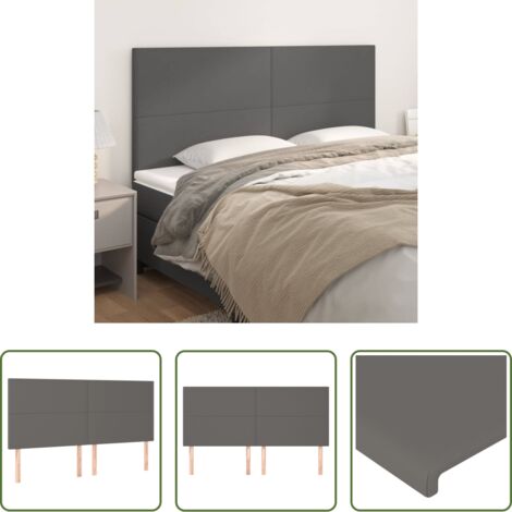 Cabecero de cama sintético -  Cabecero de cama gris 180x5x118/128 cm piel sintética