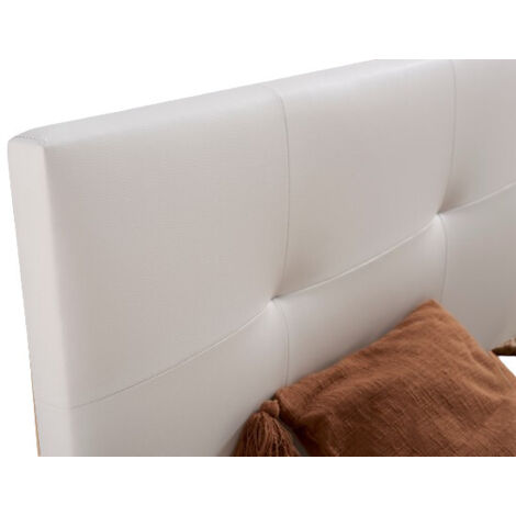 Cabecero de Cama Tapizado 180 cm  Blanco  Tela de Polipiel Liso  Directo al suelo sin agujeros  Descansin