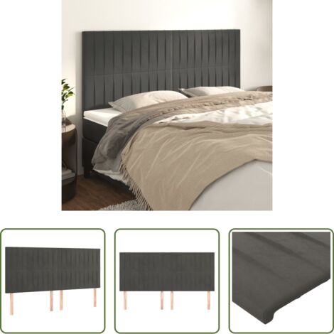 Cabecero de cama terciopelo -  Cabecero Terciopelo Gris Oscuro 180x5x118/128 cm
