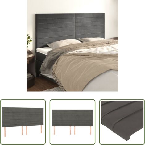 Cabecero de cama terciopelo -  Cabecero Terciopelo Gris Oscuro 200x5x118/128 cm