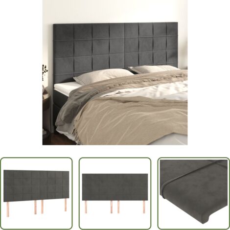 Cabecero de cama terciopelo -  Cabecero Terciopelo Gris Oscuro 200x5x118/128 cm