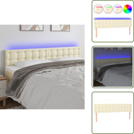 Cabecero de cama - vidaXL Cabecero con LED cuero sintético color crema 160x5x78/88 cm - Cabecero ajustable