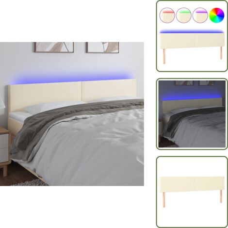 Cabecero de cama - vidaXL Cabecero con LED cuero sintético color crema 180x5x78/88 cm - Cabecero ajustable