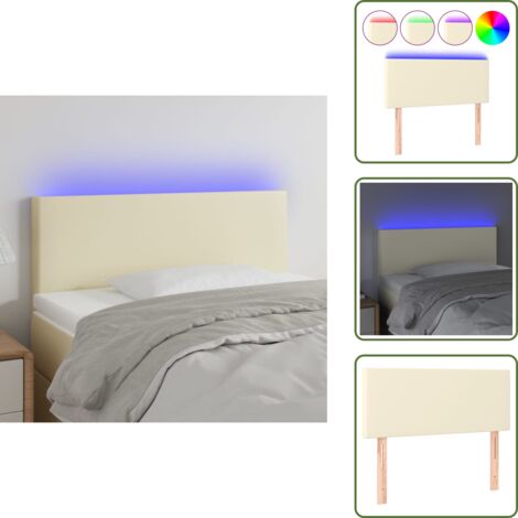 Cabecero de cama - vidaXL Cabecero con LED cuero sintético color crema 80x5x78/88 cm - Cabecero ajustable
