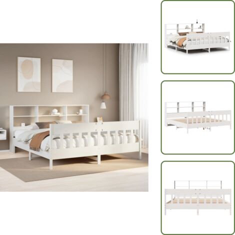 Cabecero de cama - vidaXL Cama sin colchón madera maciza de pino blanca 180x200 cm - Estribo de cama