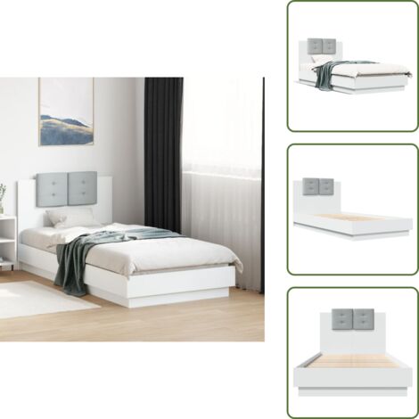 Cabecero de cama - vidaXL Estructura cama con cabecero madera ingeniería blanca 75x190 cm - Colchón