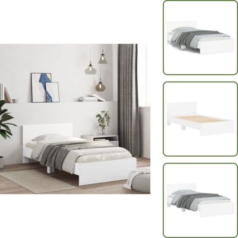 Cabecero de cama - vidaXL Estructura cama con cabecero madera ingeniería blanco 100x200cm - Soporte para espalda