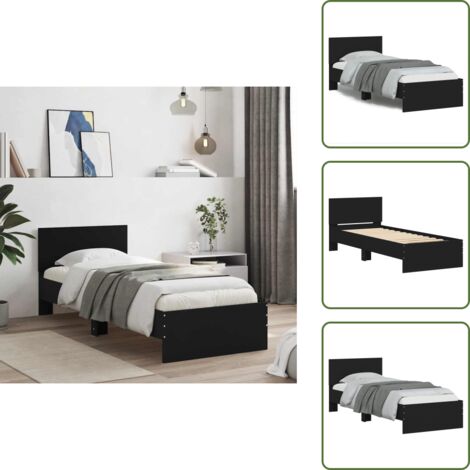 Cabecero de cama - vidaXL Estructura cama con cabecero madera ingeniería negra 75x190 cm - Soporte para espalda