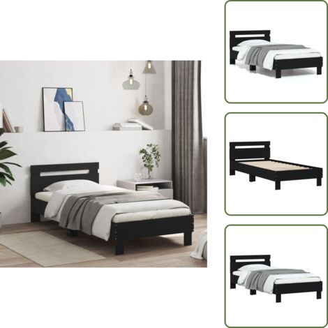 Cabecero de cama - vidaXL Estructura cama con cabecero madera ingeniería negra 75x190 cm - Soporte para espalda