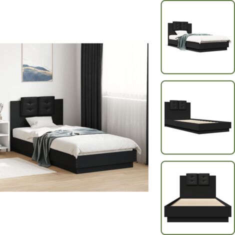 Cabecero de cama - vidaXL Estructura cama con cabecero madera ingeniería negro 100x200 cm - Colchón