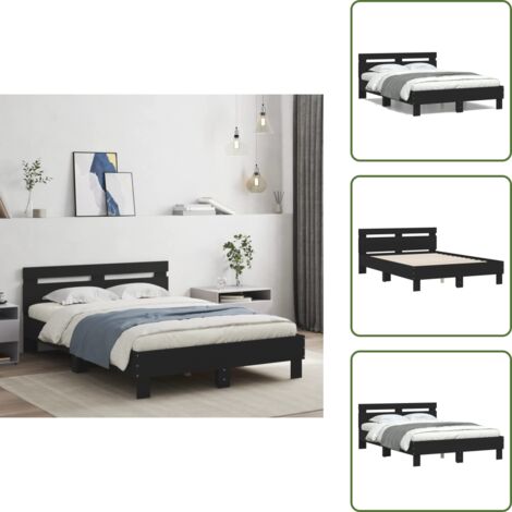 Cabecero de cama - vidaXL Estructura cama con cabecero madera ingeniería negro 120x190 cm - Soporte para espalda
