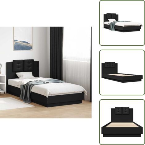 Cabecero de cama - vidaXL Estructura cama con cabecero madera ingeniería negro 90x200 cm - Soporte de cama