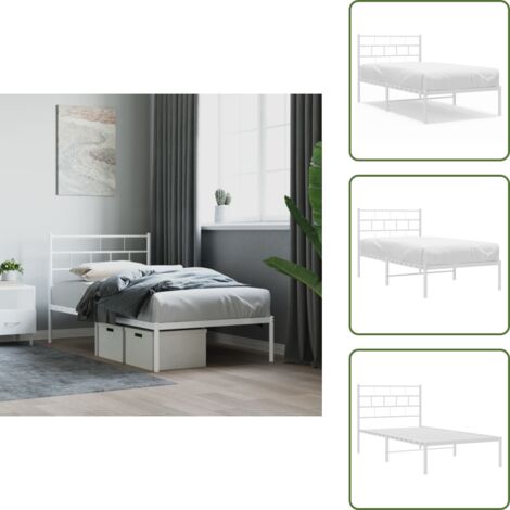 Cabecero de cama - vidaXL Estructura cama sin colchón con cabecero metal blanco 75x190 cm - Cama de invitados