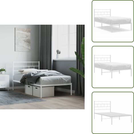 Cabecero de cama - vidaXL Estructura cama sin colchón con cabecero metal blanco 80x200 cm - Cama de invitados