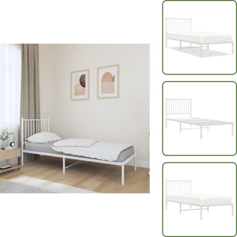 Cabecero de cama - vidaXL Estructura cama sin colchón con cabecero metal blanco 80x200 cm - Cama de metal