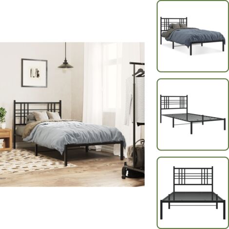 Cabecero de cama - vidaXL Estructura cama sin colchón con cabecero metal negro 100x190 cm - Cama de metal