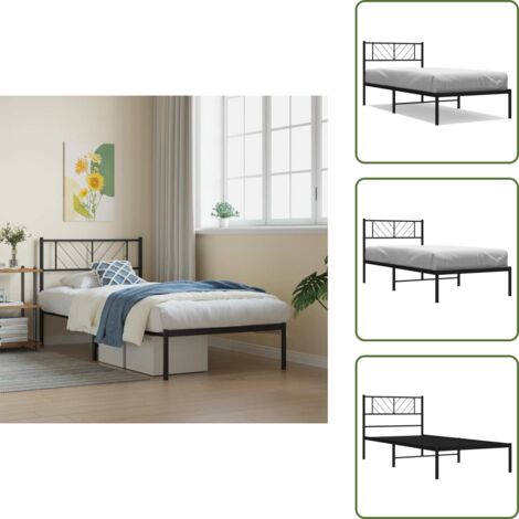Cabecero de cama - vidaXL Estructura cama sin colchón con cabecero metal negro 107x203 cm - Cama de invitados