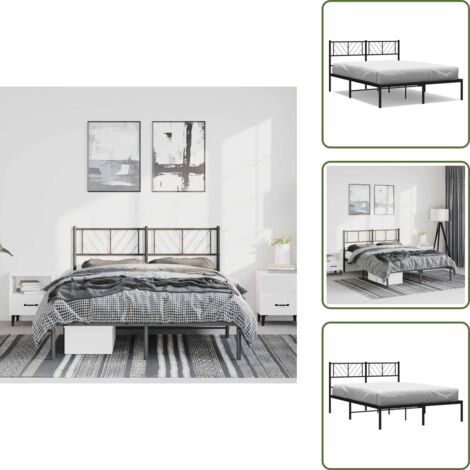 Cabecero de cama - vidaXL Estructura cama sin colchón con cabecero metal negro 150x200 cm - Cama de invitados