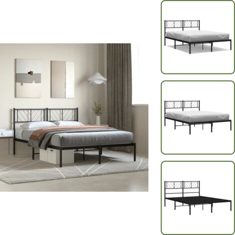 Cabecero de cama - vidaXL Estructura cama sin colchón con cabecero metal negro 160x200 cm - Cama de invitados