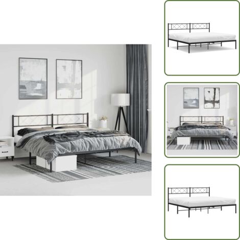 Cabecero de cama - vidaXL Estructura cama sin colchón con cabecero metal negro 183x213 cm - Cama con cabecero