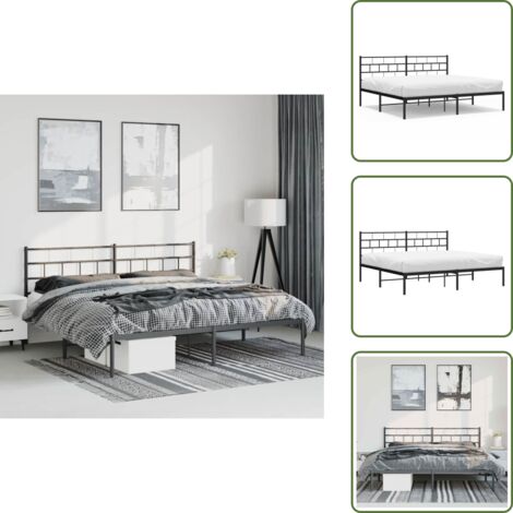 Cabecero de cama - vidaXL Estructura cama sin colchón con cabecero metal negro 183x213 cm - Cama con cabecero