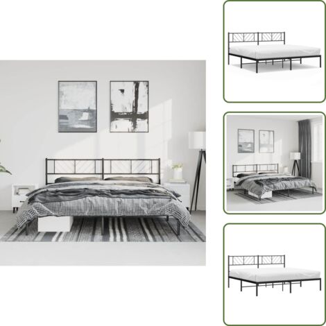Cabecero de cama - vidaXL Estructura cama sin colchón con cabecero metal negro 193x203 cm - Cama de invitados