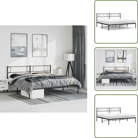 Cabecero de cama - vidaXL Estructura cama sin colchón con cabecero metal negro 193x203 cm - Cama de invitados