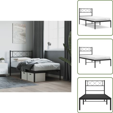 Cabecero de cama - vidaXL Estructura cama sin colchón con cabecero metal negro 75x190 cm - Cama de invitados